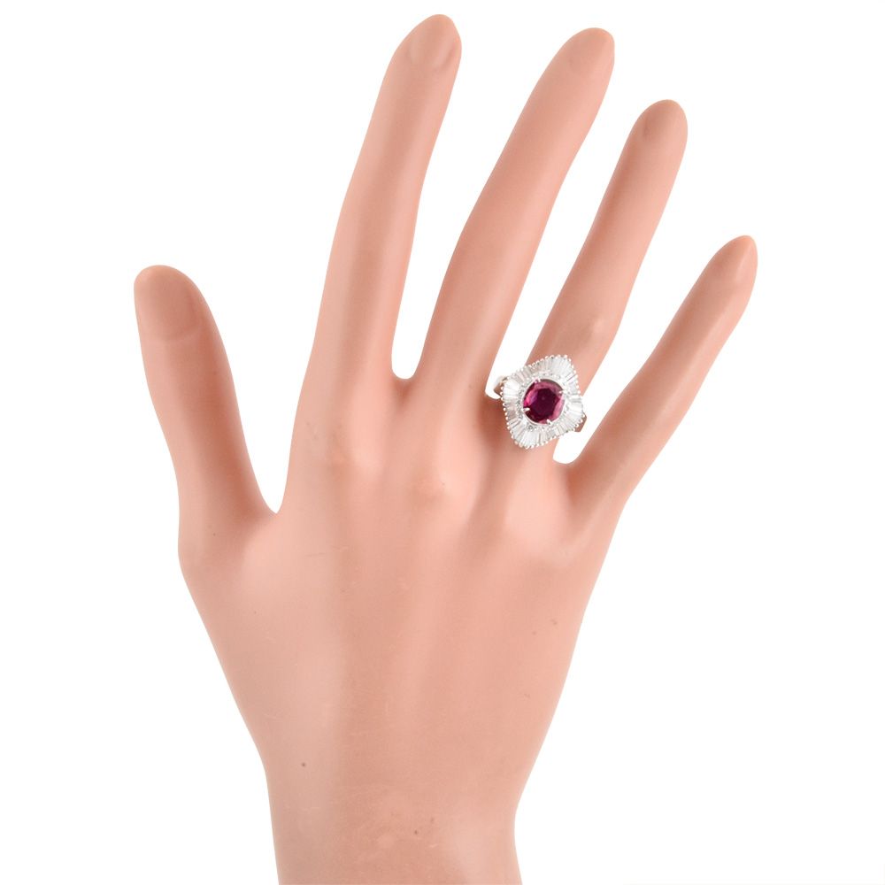 リング 指輪 ルビー 1.519ct 約12号 Pt900 10.2g レッド ダイヤモンド