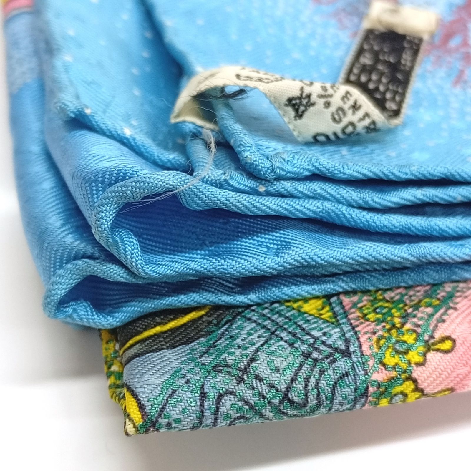 HERMES エルメス FEUX D'ARTIFICE 技巧の火 シルク スカーフ ブルー