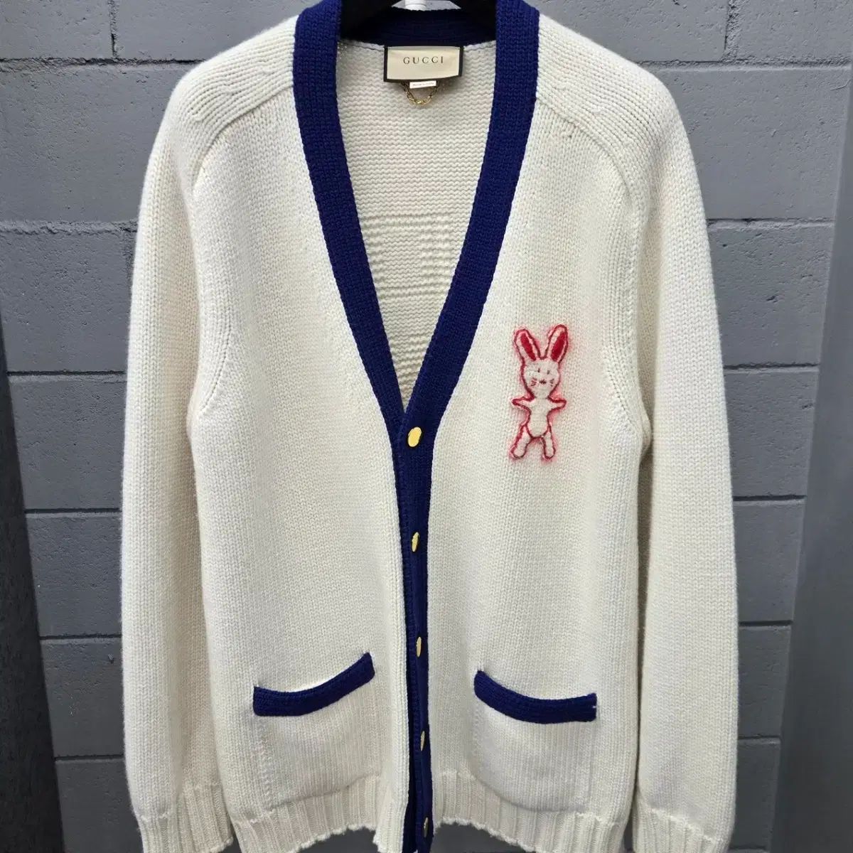 正規品 グッチ ラビット ゴールド モヘア ウール カーディガン XL