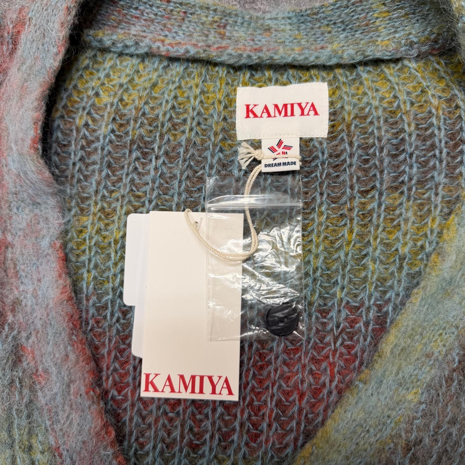 参考上代47300円 KAMIYA 24AW Kasuri Mohair Cardigan クラッシュ 