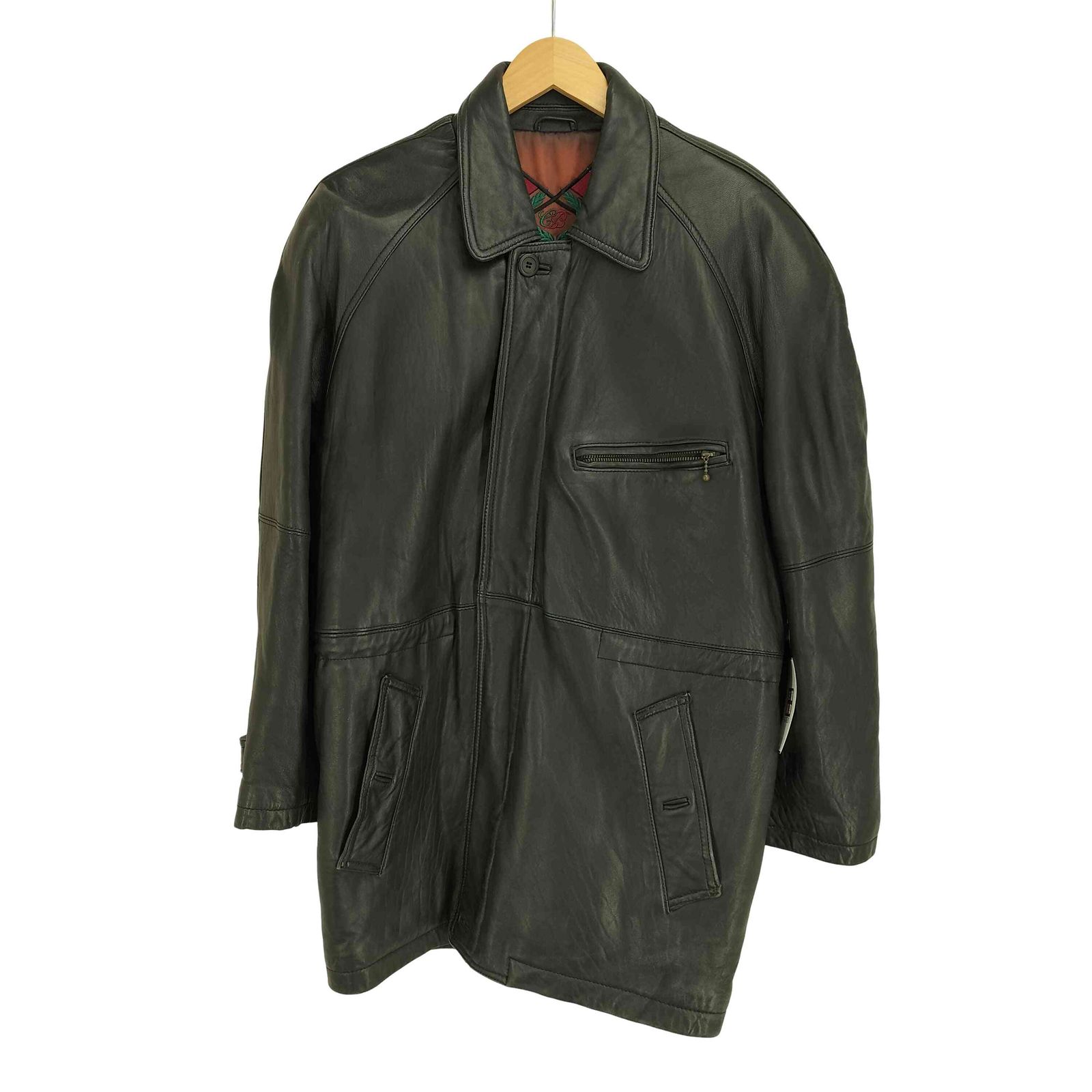 ユーズドフルギ USED古着 リアルレザーカーコート メンズ 表記無