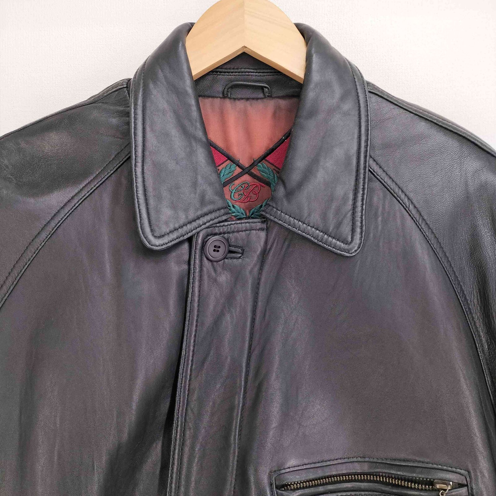 ユーズドフルギ USED古着 リアルレザーカーコート メンズ 表記無