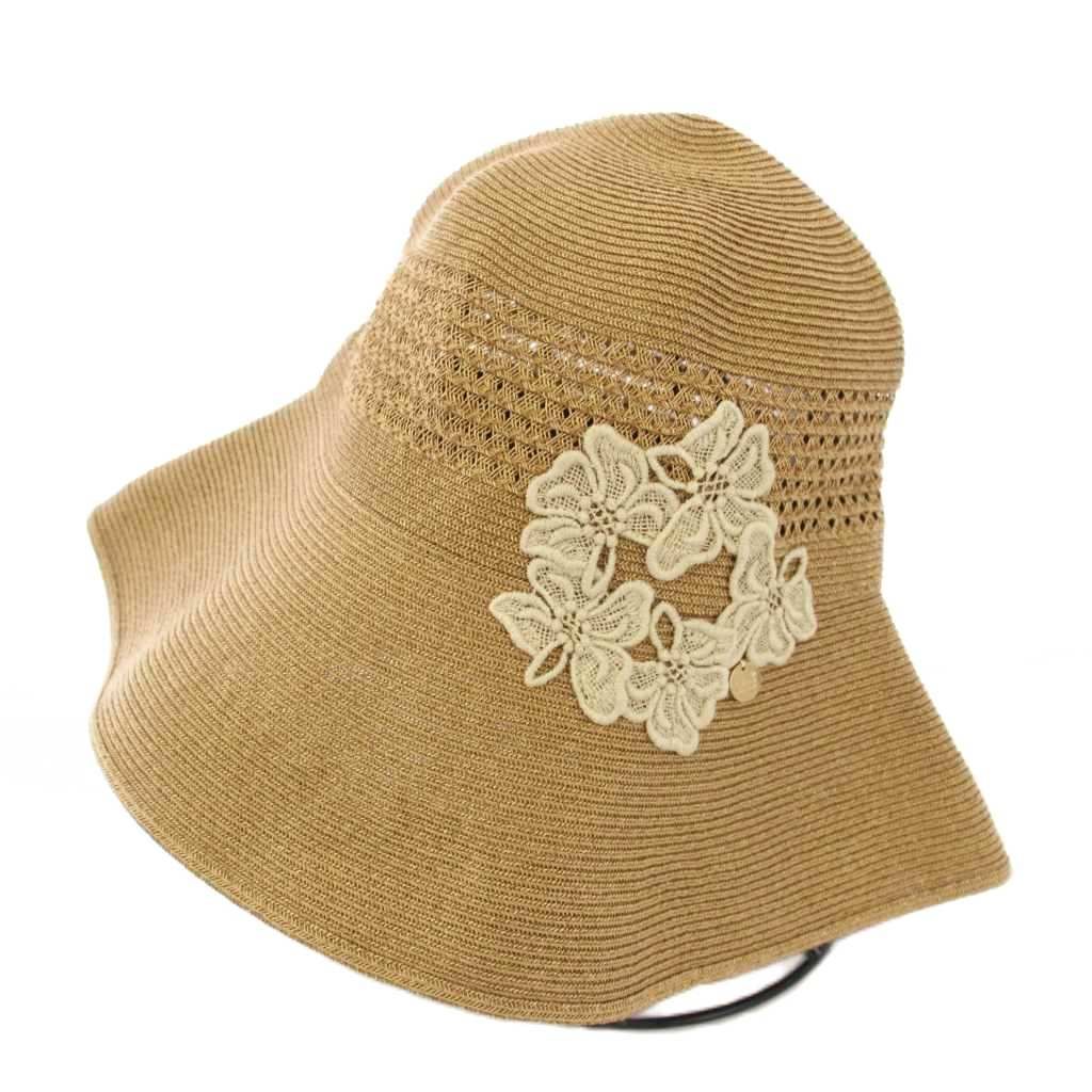 【極美品】Athena New York　花柄刺繍 ラフィア ストローハット アシーナ ニューヨーク Athena New York ストローハット 帽子 花柄