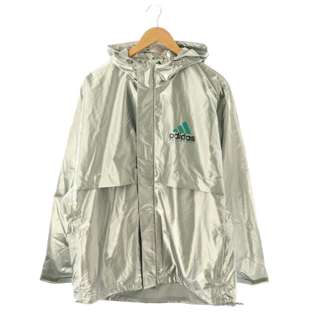 アディダス adidas METALIC WIND BREAKER エキップメントウインドブレーカー ジャケット XL シルバー色 JN 4526 |DF OS