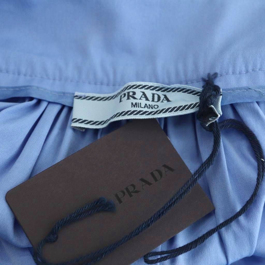 プラダ PRADA フレアスカート ミニ コットン 36 ライトブルー /NR □OS