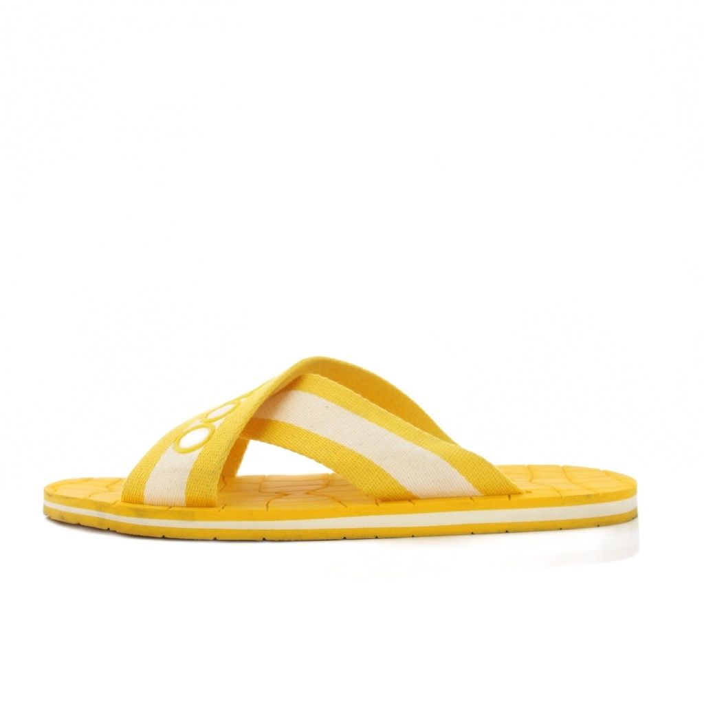 ジミーチュウ JIMMY CHOO エンボス加工 クロスストラップ サンダル スリッパ ロゴ 27.5 cm 黄色 |KH