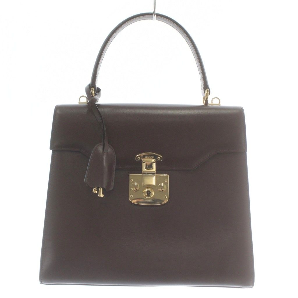 グッチ GUCCI オールドグッチ ヴィンテージ レディロック Lady Lock ハンドバッグ ショルダー 2 WAY レザー ロゴ ゴールド金具 茶色 ブラウン 000 26 0258 |XZ OH GY 18