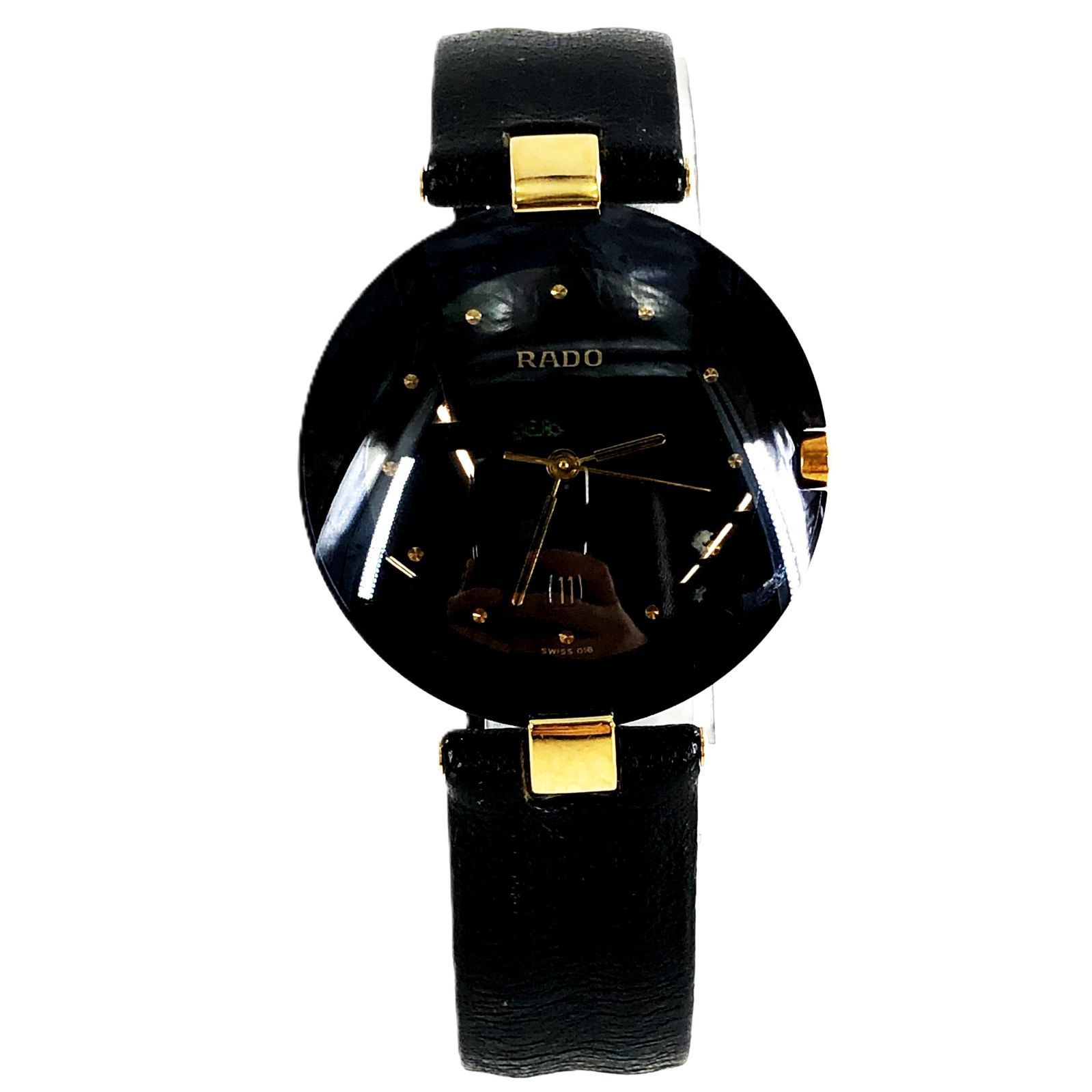 RADO ラドー 129.4075.4 QZ デイト ブラック文字盤 レディース腕時計