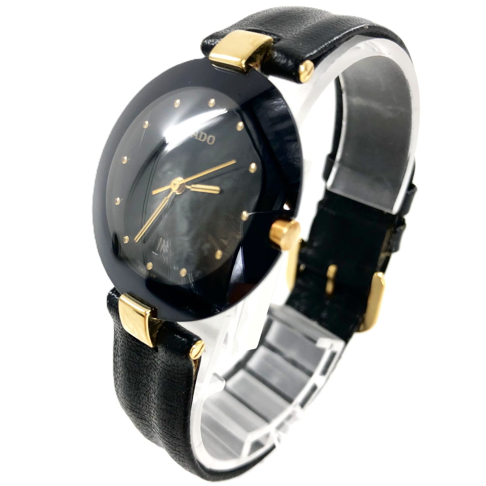 RADO ラドー 129.4075.4 QZ デイト ブラック文字盤 レディース腕時計