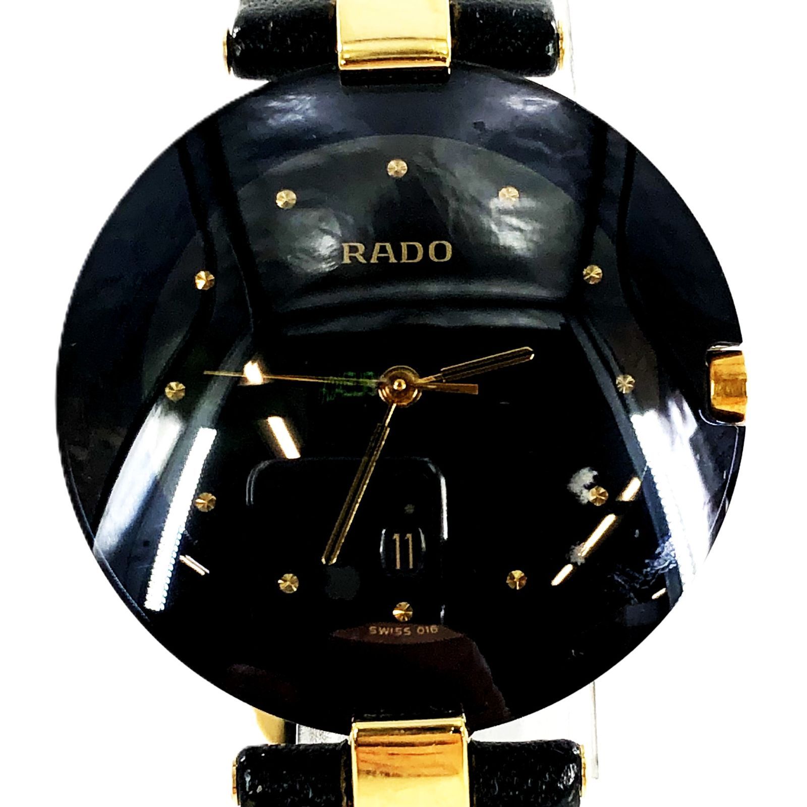 RADO ラドー 129.4075.4 QZ デイト ブラック文字盤 レディース腕時計