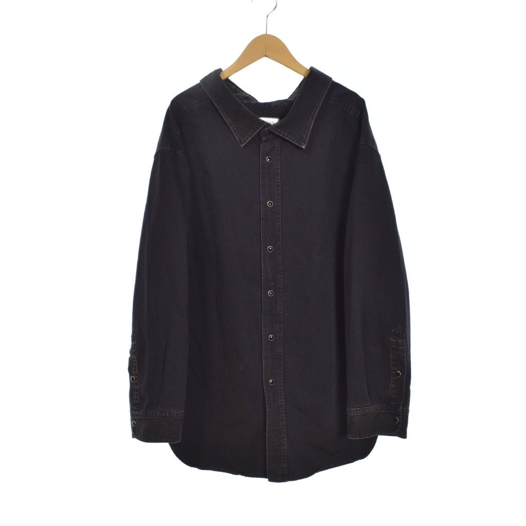 BALENCIAGA デニムシャツ　長袖　ブラック バレンシアガ BALENCIAGA ブラックスウィングトップデニムシャツ 長袖
