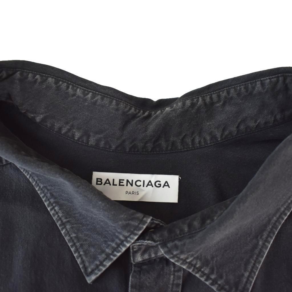バレンシアガ BALENCIAGA ブラックスウィングトップデニムシャツ 長袖