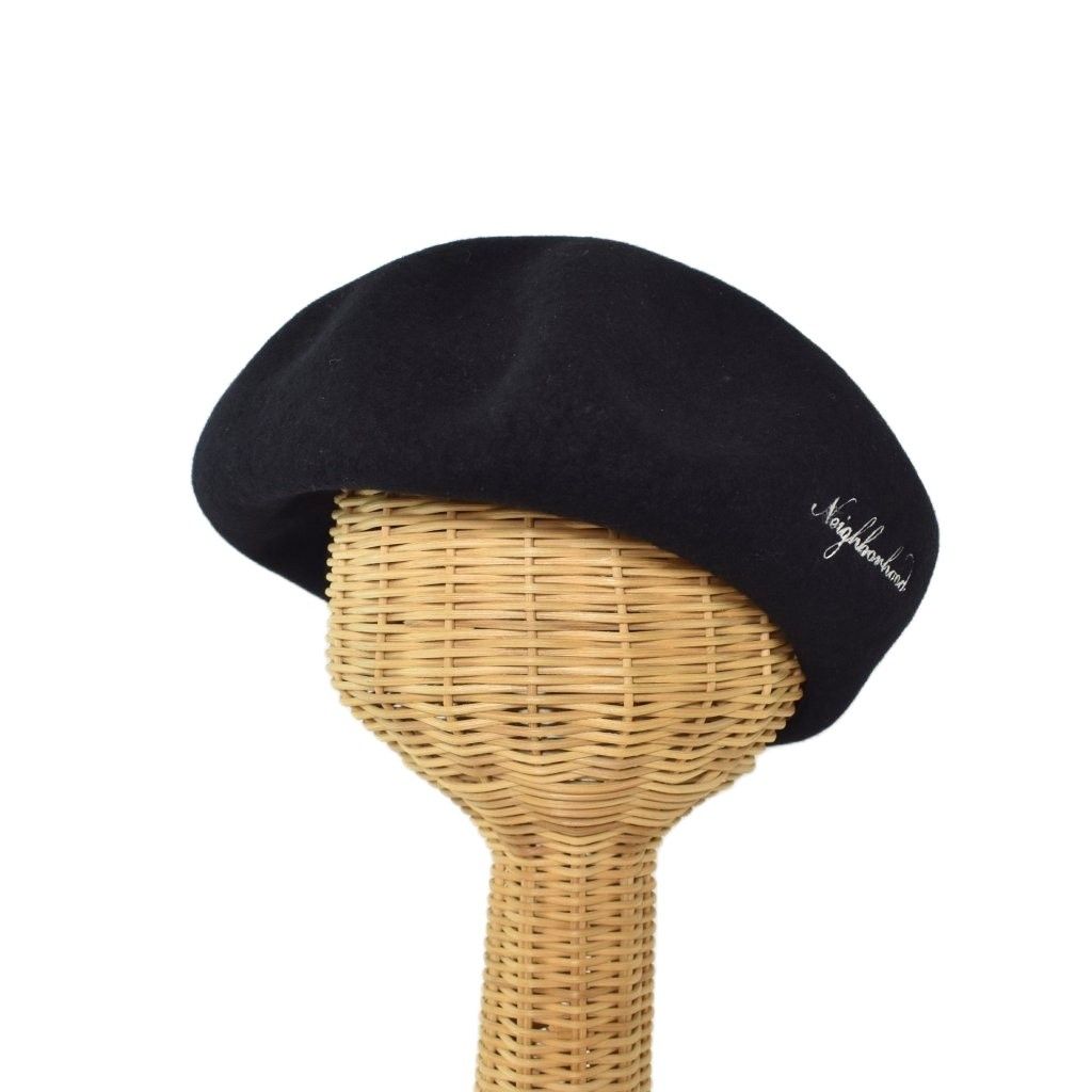 ネイバーフッド NEIGHBORHOOD ベレー帽 ロゴ ウール M 黒 ブラック