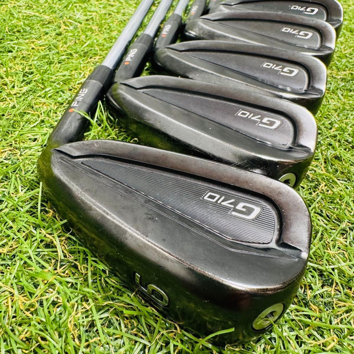 良品】ピン G710 オレンジドット メンズアイアンセット 5本 スチール S