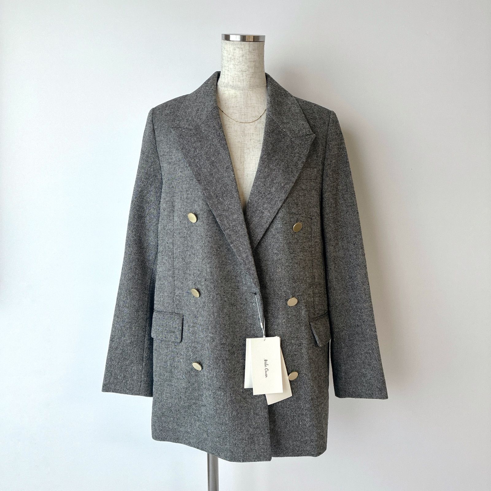 Mila Owen 金釦ダブルブレストツイードブレザー　美品 2025✨ タグ付未使用 美品 / MilaOwen ミラオーウェン / 金釦 ダブル