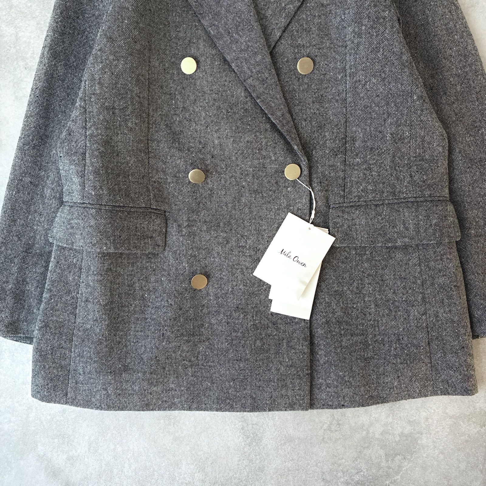 Mila Owen 金釦ダブルブレストツイードブレザー　美品 2025✨ タグ付未使用 美品 / MilaOwen ミラオーウェン / 金釦 ダブル