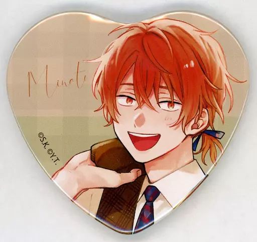 中古】バッジ・ピンズ 湊晃 ハート缶バッジ 「くじ引き堂 みなと商事