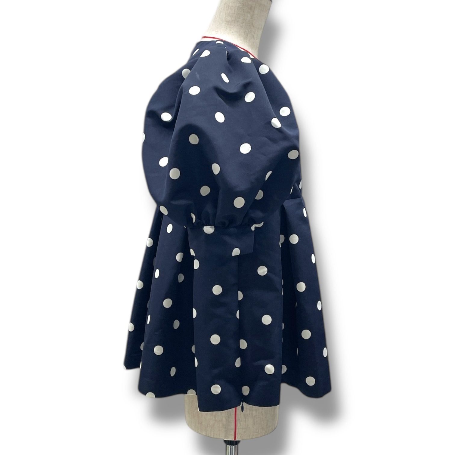 bitnabi ビンナビ ぽわん袖トップス ブラウス プリーツ ドット柄 水玉