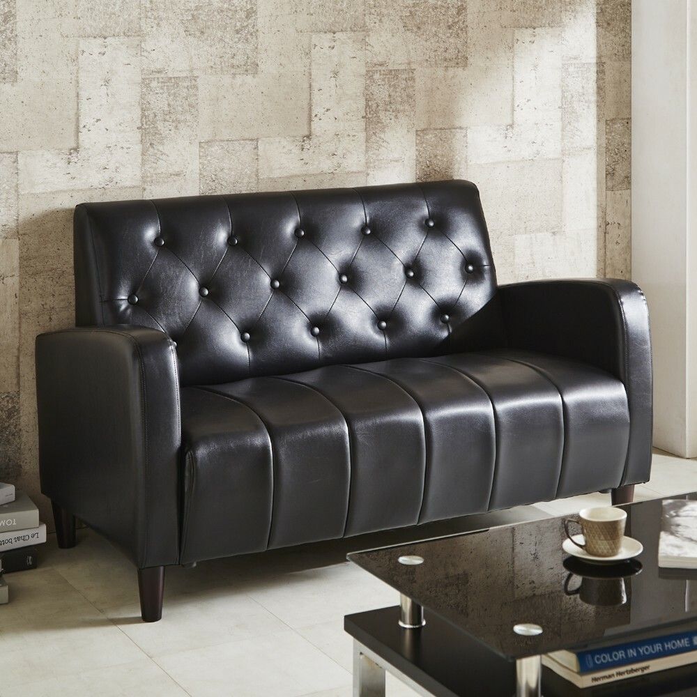 ♪２人掛 レザー調 ポケットコイルソファ ［幅130cm］　　　　　　レザー ソファ ポケットコイル 1人暮らし 2人暮らし DINKS おしゃれ 新生活 ワンルーム 引越し