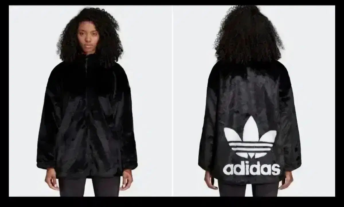 アディダス ブラック ファー ジャケット トレフォイル ロゴ - メルカリ