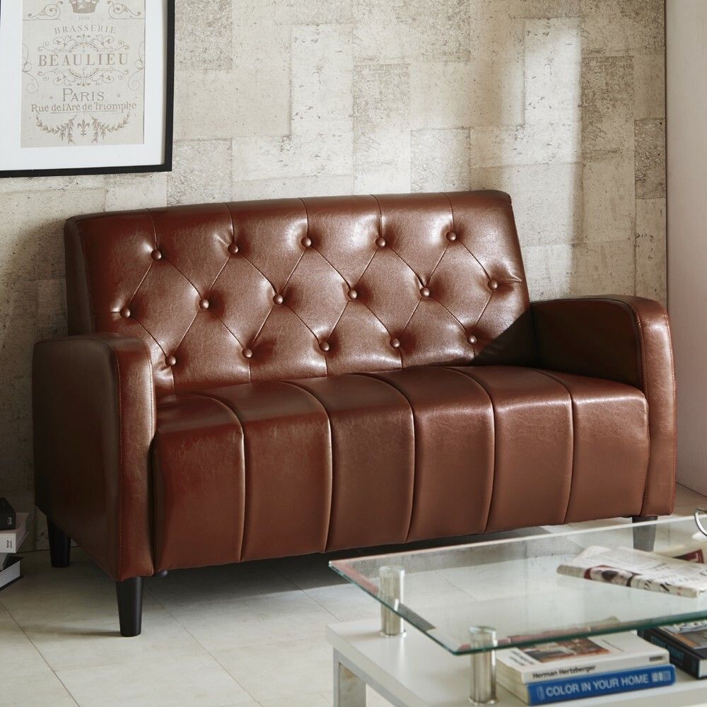 ♪２人掛 レザー調 ポケットコイルソファ ライトブラウン 幅130 cm PVC ソファ ポケットコイル 1人暮らし 2人暮らし DINKS