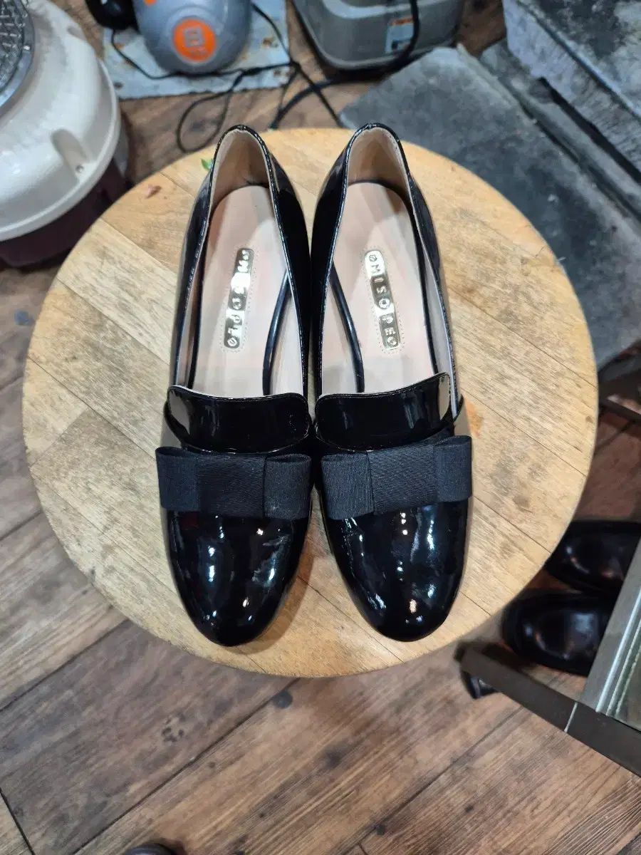 ミソペ レディース 黒 リボン ローファー 245