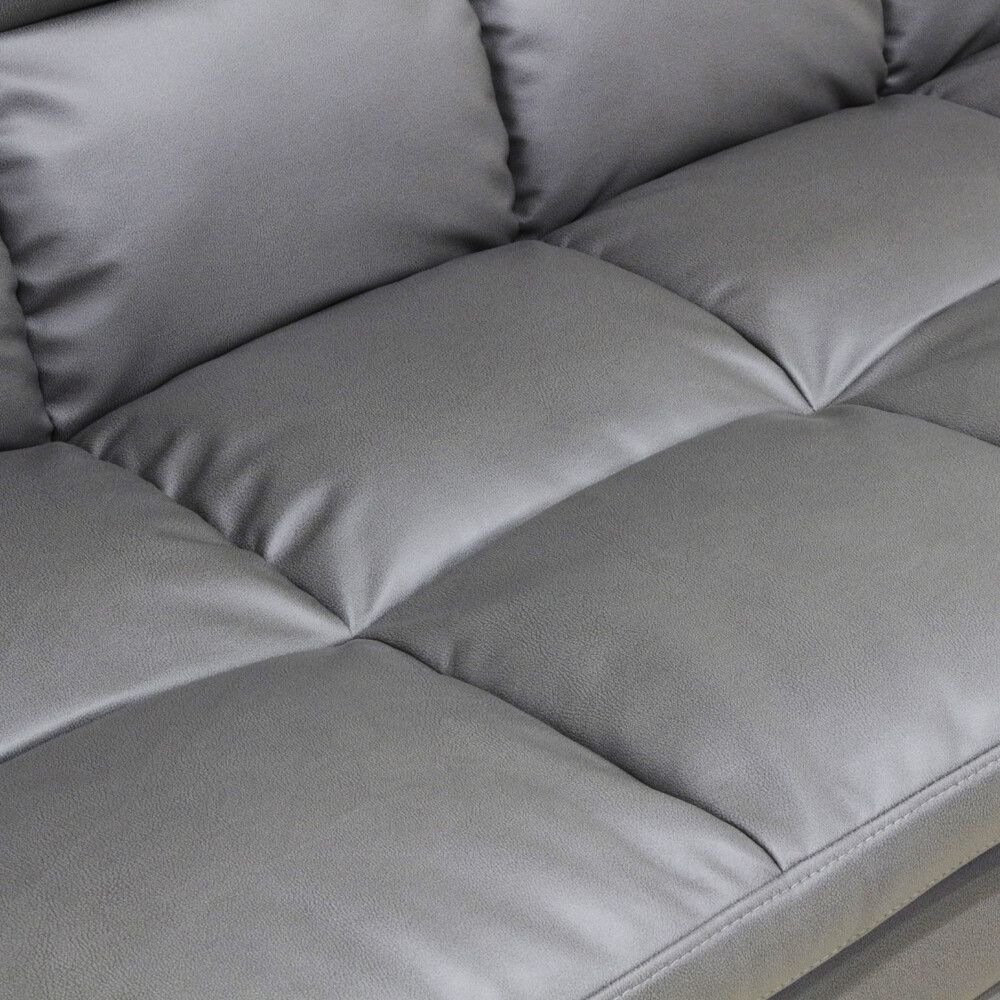  ♪３人掛レザー調 ソファベッド グレー 幅192cm クッション付 リビング ソファ 簡易ベッド 来客用ベッド 肘掛けソファ 2人掛け 3人掛けソファ ソファ ソファベッド