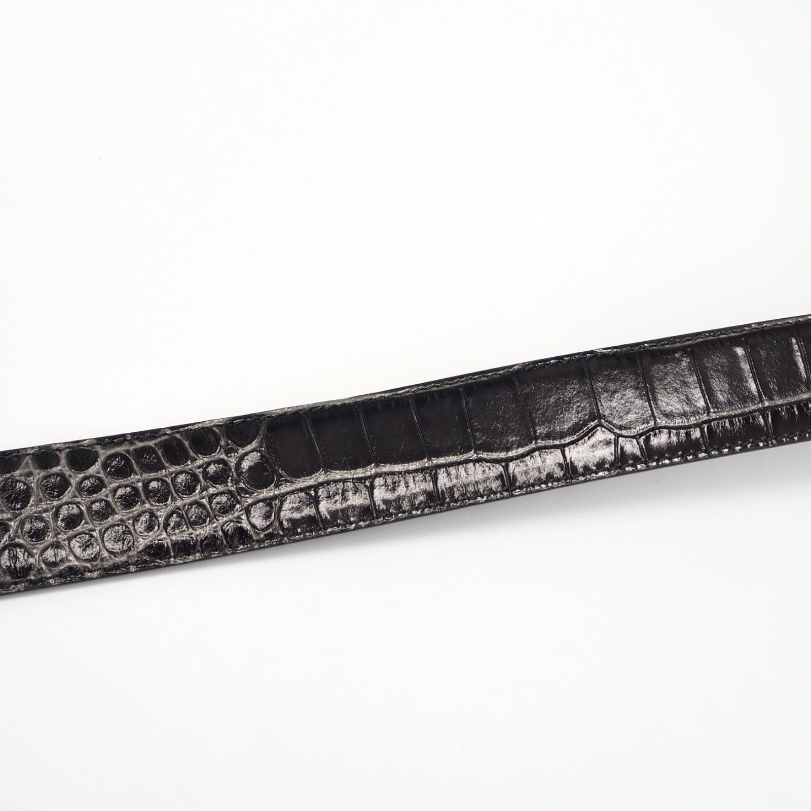 現行品】BALENCIAGA BBロゴ クロコエンボスレザー ベルト レザー
