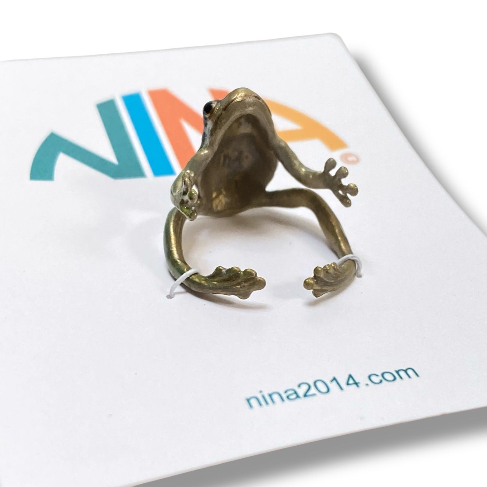 Nina ニナ 青いアマガエルHyla japonicaのリング L 生き物モチーフ