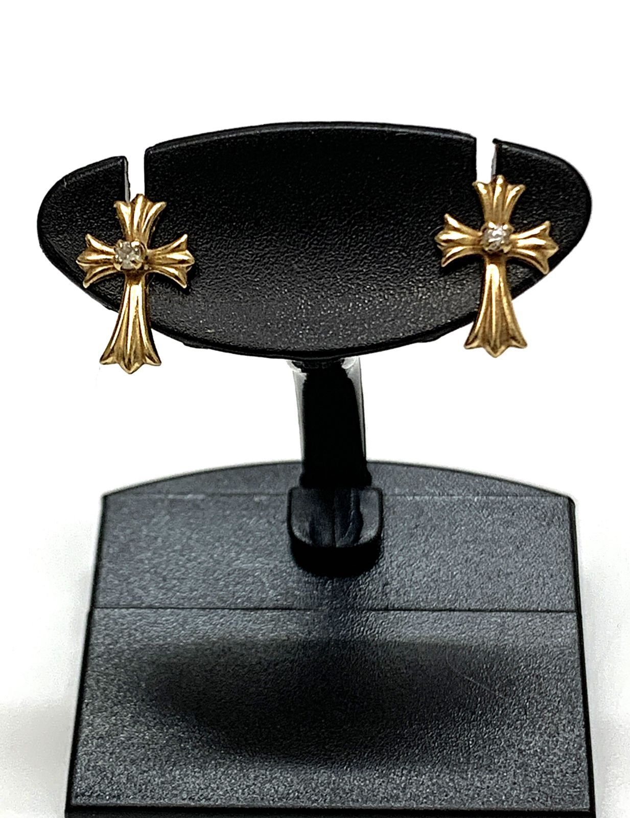 K 18 クロス ダイヤモンド 0.13ｃｔ ピアス 0.3ｇ両耳 ゴールド系 18金 キャッチなし