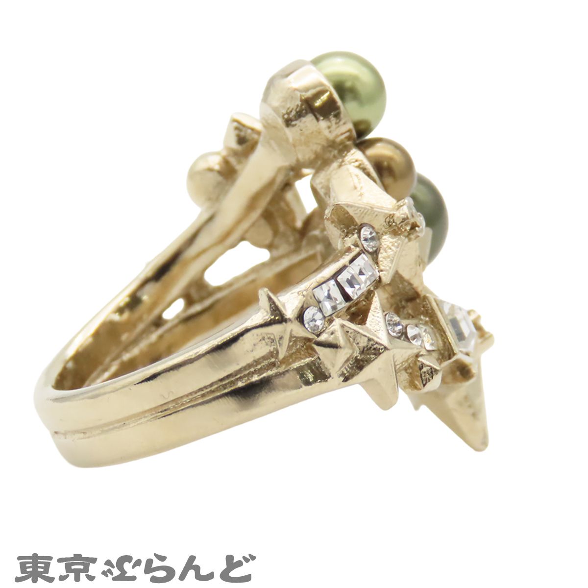 シャネル CHANEL リング ゴールド メタル ラインストーン ココマーク 