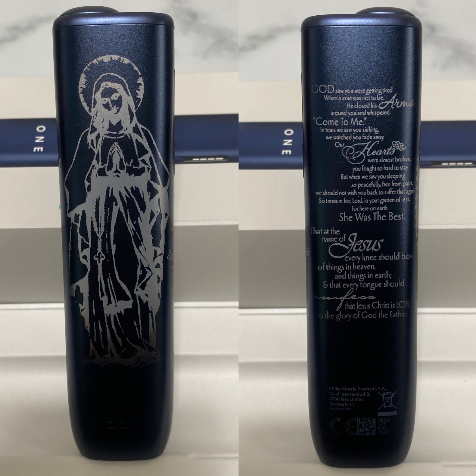 聖母 マリア 聖書 ロザリオ 加工 iQOS ILUMA i ONE アイコス イルマ ワン ブラック 黒 キリスト 十字架 クロス ♥ オリジナル カスタム