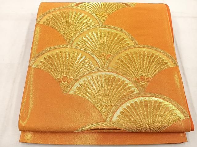 平和屋着物◎西陣 竹本正典謹製 六通柄袋帯 菊青海波 金糸 証紙付き