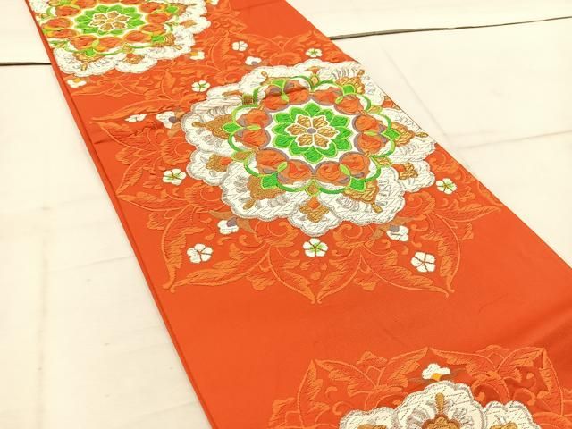 平和屋着物◎六通柄袋帯 唐織 宝石華文 金銀糸 正絹 逸品 BAAW1662mz