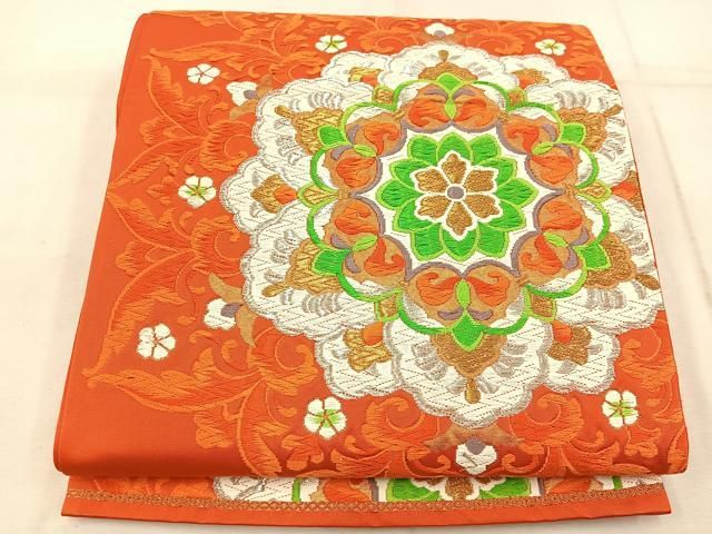 平和屋着物◎六通柄袋帯 唐織 宝石華文 金銀糸 正絹 逸品 BAAW1662mz