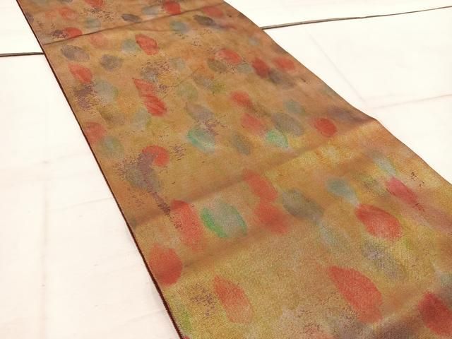 平和屋着物◎全通柄袋帯 幾何学文様 金糸 引箔 正絹 逸品 BAAW1663mz