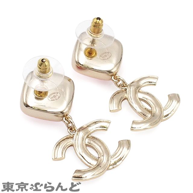 シャネル CHANEL スイング ピアス ゴールドxピンク メタル