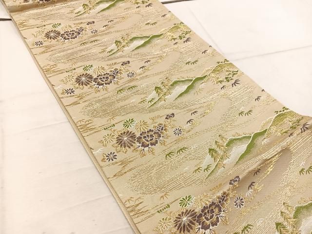 平和屋着物◎六通柄袋帯 遠山花文 金糸 BAAW1669mz - メルカリ