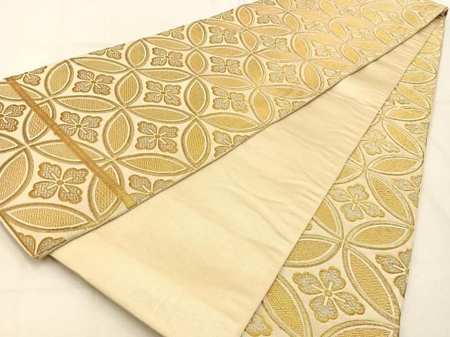 平和屋着物●全通柄袋帯　花菱文　正絹　逸品　未使用　DAAZ0061ps 平和屋着物◎全通柄袋帯 七宝花菱文 金銀糸 正絹 逸品 BAAW0763hj