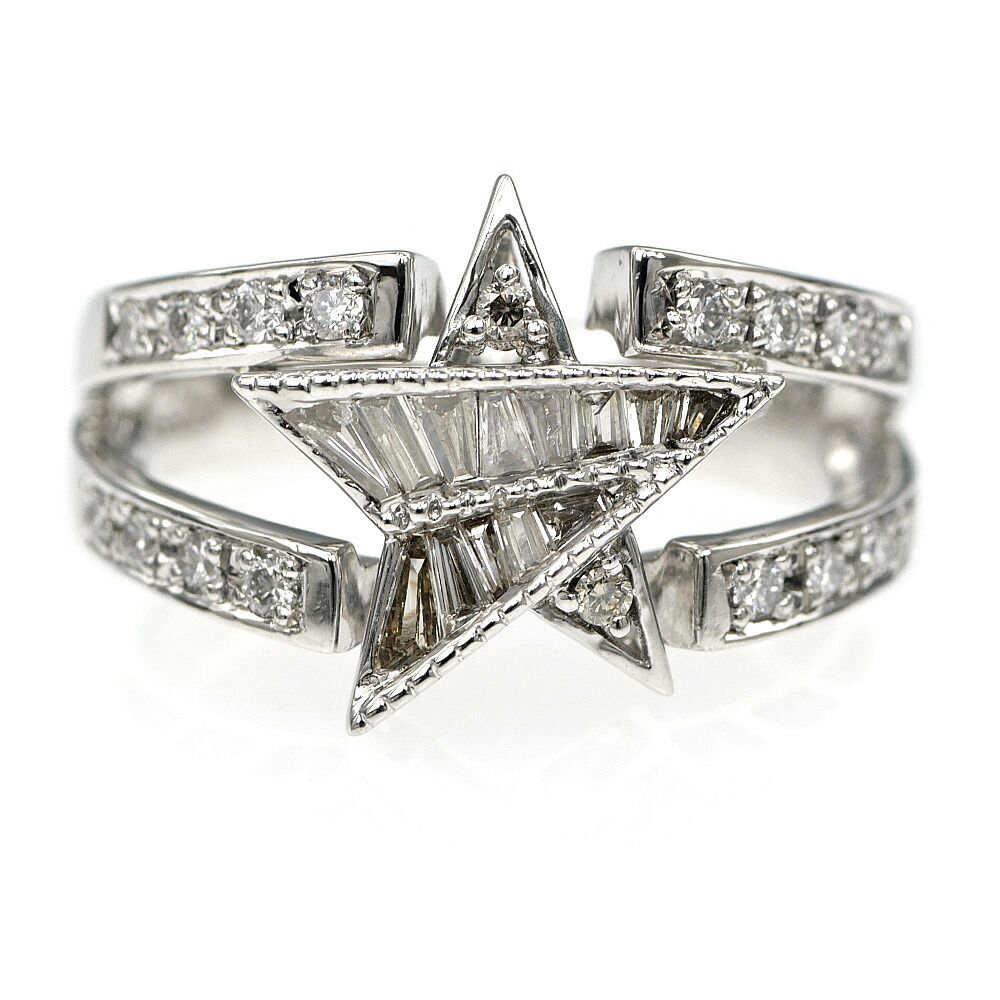 名東 リング スターモチーフ 星 ダイヤ 0.187 ct Pt 900 プラチナ 11号 ジュエリー 仕上げ済