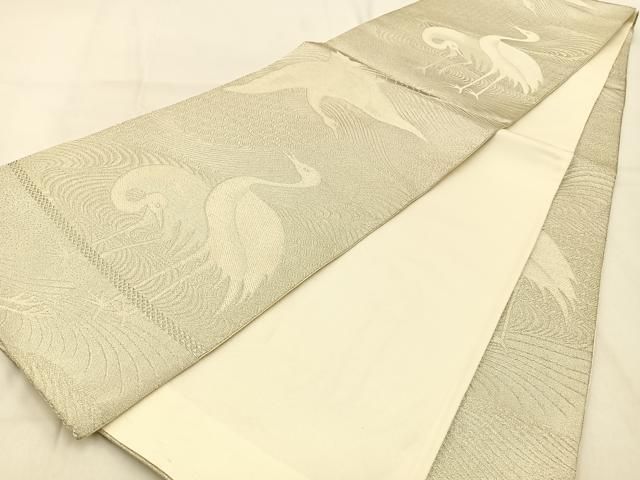 平和屋着物◎全通柄袋帯 群鶴 銀糸 正絹 逸品 BAAW0771hj - メルカリ
