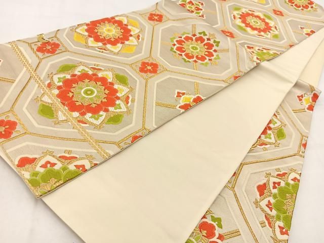 平和屋着物◎西陣 六通柄袋帯 唐織 蜀江花文 金糸 証紙付き 正絹 逸品