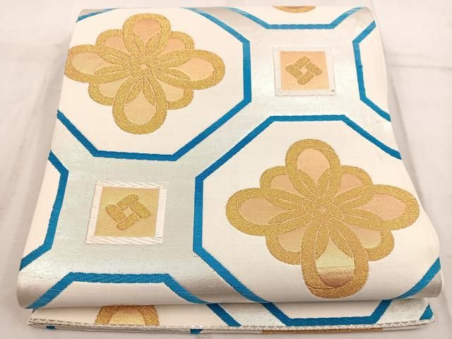 平和屋着物◎六通柄袋帯 唐織 蜀江花文 金銀糸 正絹 逸品 BAAW1745mz