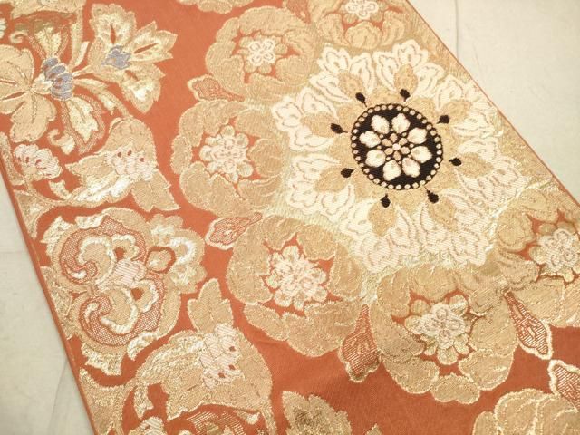 平和屋着物◎西陣 服部織物謹製 六通柄袋帯 正倉院花文 金糸 正絹 逸品
