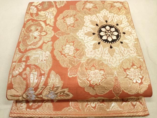 平和屋着物◎西陣 服部織物謹製 六通柄袋帯 正倉院花文 金糸 正絹 逸品