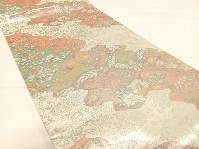 平和屋着物◎伝統工芸士 平田藤三郎 佐賀錦 六通柄袋帯 道長花文 銀糸