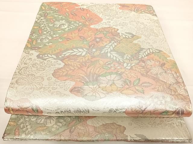 平和屋着物◎伝統工芸士 平田藤三郎 佐賀錦 六通柄袋帯 道長花文 銀糸