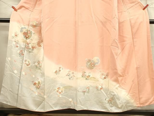 平和屋着物□訪問着 雪輪草花文 暈し染め 金彩 正絹 逸品 DABB3027cm