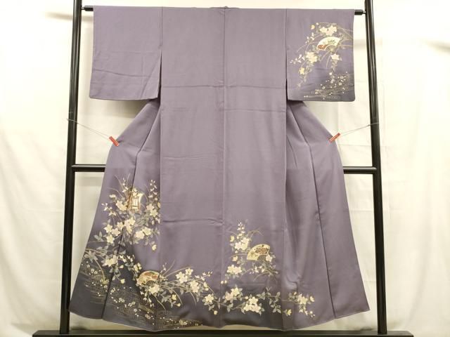 平和屋着物□訪問着 御所車扇面花文 暈し染め 金彩 正絹 逸品