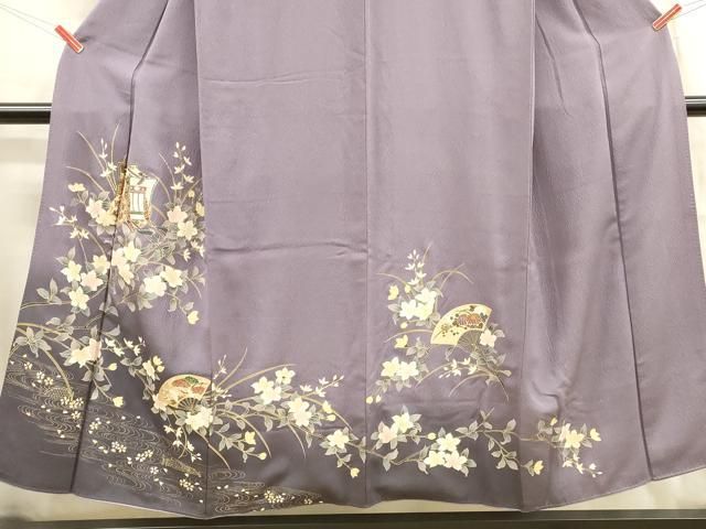 平和屋着物□訪問着 御所車扇面花文 暈し染め 金彩 正絹 逸品